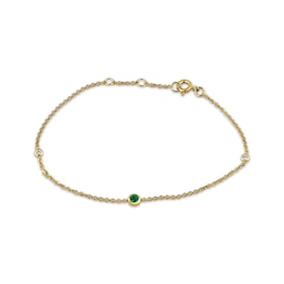 STUDIO BY KAY Lab-Created Emerald & White Lab-Created Sapphire Bezel-Set Bracelet 24K Yellow Gold Vermeil Sterling Silver 7.5"