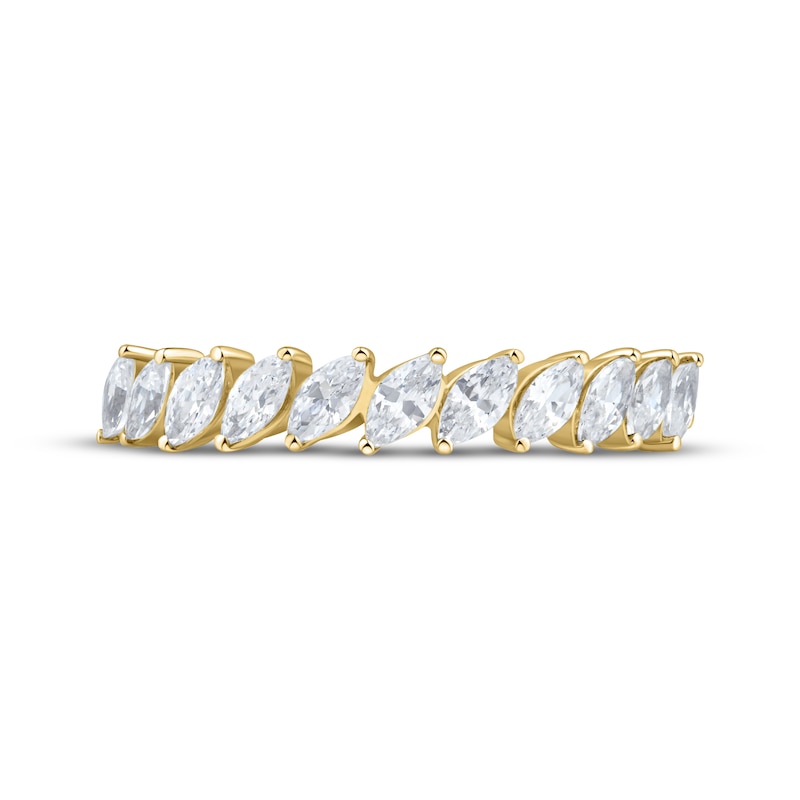 Main Image 3 of Marquise-Cut Diamond Tilted Anniversary Ring 3/4 ct tw 14K Yellow Gold