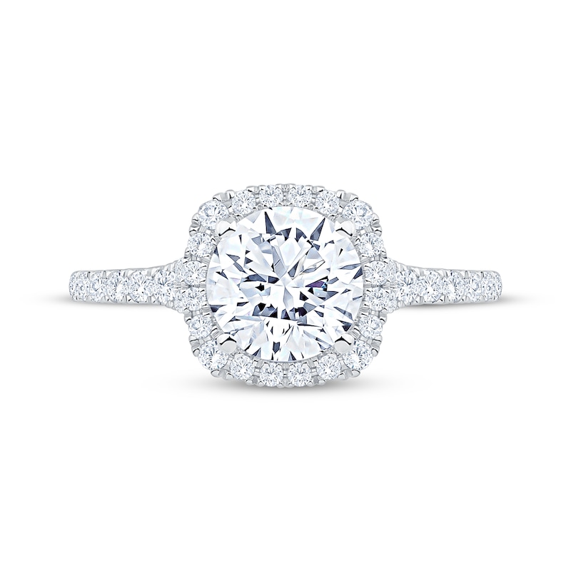 Main Image 3 of Now + Forever Lab-Grown Diamonds Round-Cut Cushion Halo Engagement Ring 2 ct tw 14K White Gold