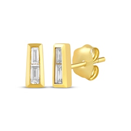 STUDIO BY KAY Baguette-Cut Lab-Grown Diamond Tapered Bar Stud Earrings 1/4 ct tw 24K Yellow Gold Vermeil Sterling Silver
