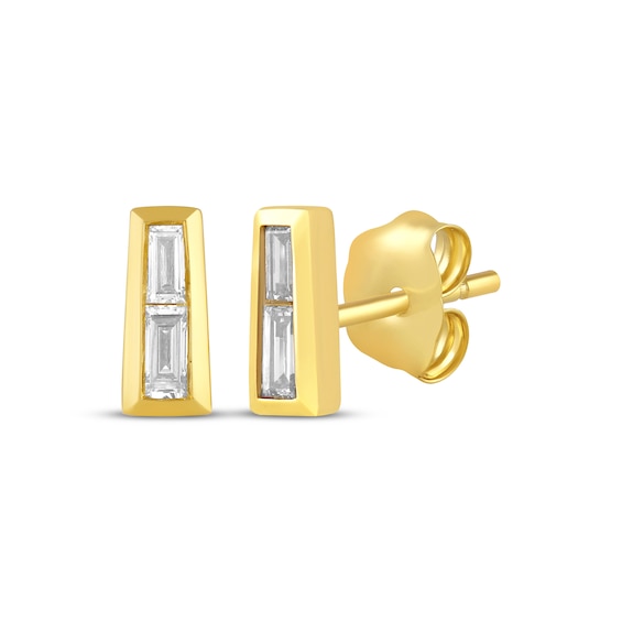 STUDIO BY KAY Baguette-Cut Lab-Grown Diamond Tapered Bar Stud Earrings 1/4 ct tw 24K Yellow Gold Vermeil Sterling Silver