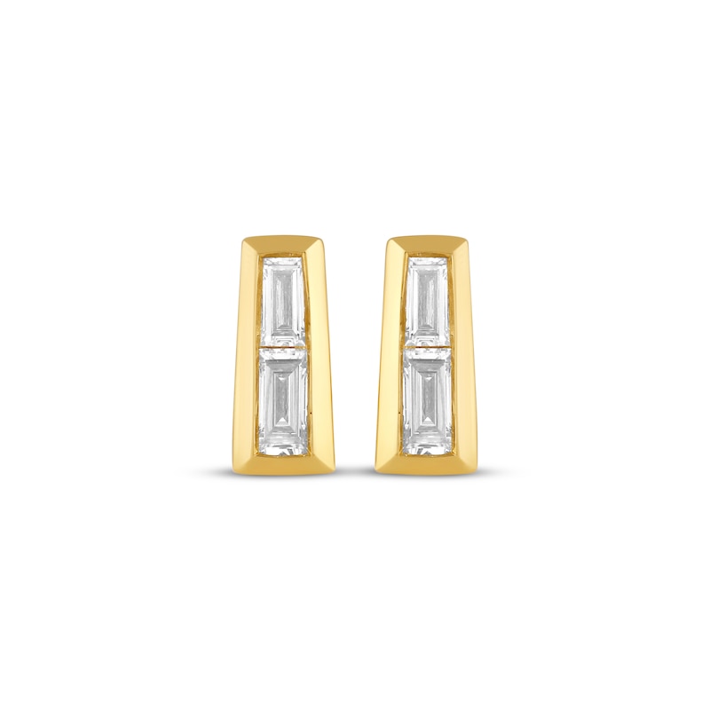Main Image 2 of STUDIO BY KAY Baguette-Cut Lab-Grown Diamond Tapered Bar Stud Earrings 1/4 ct tw 24K Yellow Gold Vermeil Sterling Silver