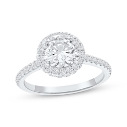 Now + Forever Lab-Grown Diamonds Round-Cut Halo Engagement Ring 1-1/2 ct tw 14K White Gold