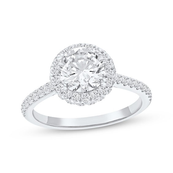 Now + Forever Lab-Grown Diamonds Round-Cut Halo Engagement Ring 1-1/2 ct tw 14K White Gold