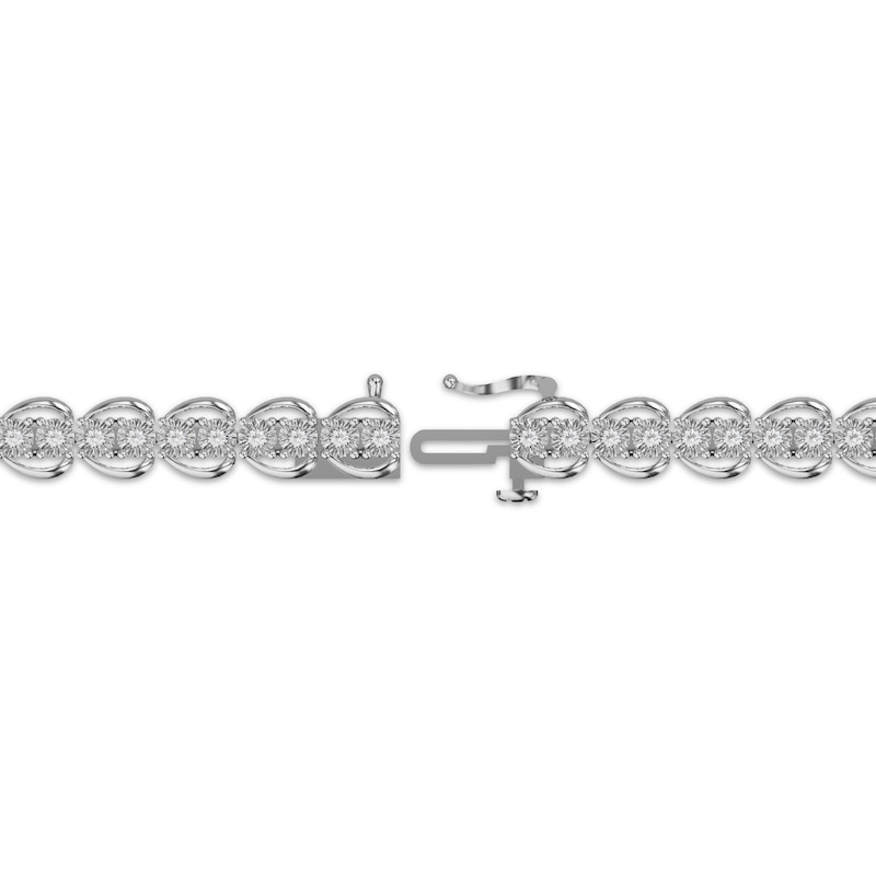 Main Image 3 of Diamond Scallop Link Bracelet 1 ct tw Sterling Silver 7.25"