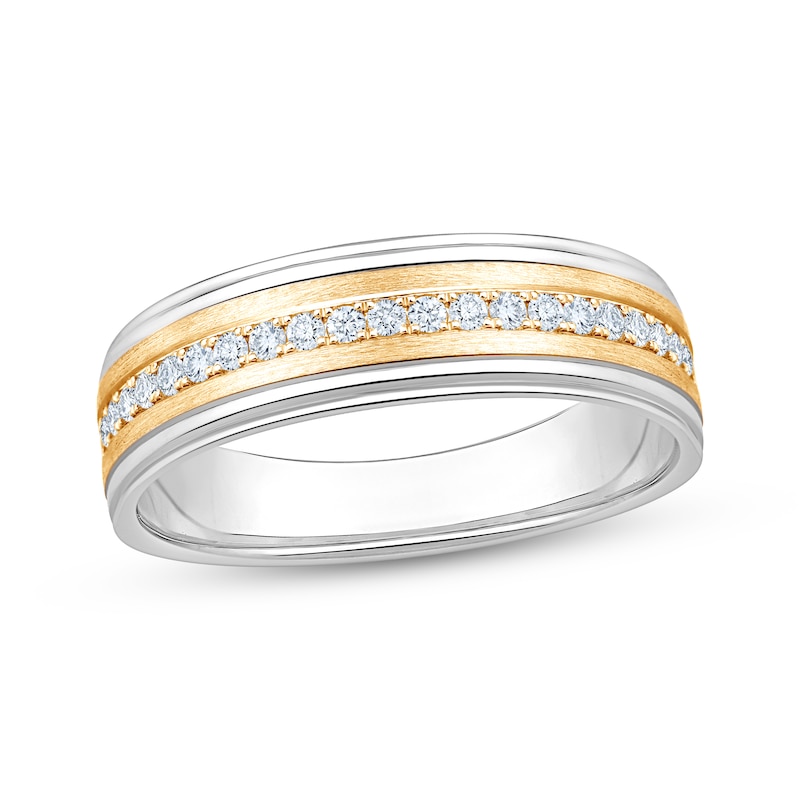 Main Image 1 of Now + Forever Men's Diamond Wedding Band 1/4 ct tw 10K Two-Tone Gold