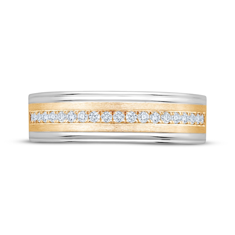 Main Image 3 of Now + Forever Men's Diamond Wedding Band 1/4 ct tw 10K Two-Tone Gold