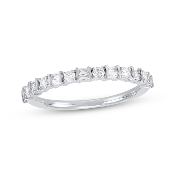 Now + Forever Round & Baguette-Cut Diamond Anniversary Ring 1/3 ct tw 14K White Gold