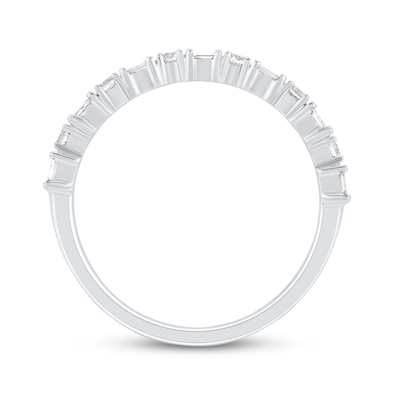 Main Image 2 of Now + Forever Round & Baguette-Cut Diamond Anniversary Ring 1/3 ct tw 14K White Gold