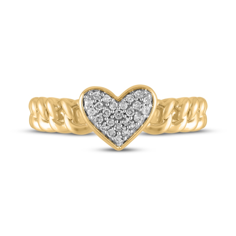 Main Image 3 of STUDIO BY KAY Lab-Grown Diamond Heart Chain Link Ring 1/10 ct tw 24K Yellow Gold Vermeil Sterling Silver