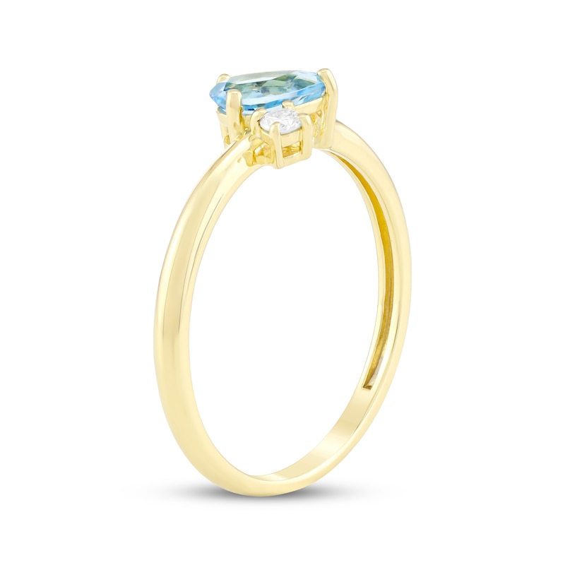 Main Image 2 of STUDIO BY KAY Pear-Shaped Swiss Blue Topaz & White Lab-Created Sapphire Ring 24K Yellow Gold Vermeil Sterling Silver