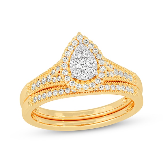 Now + Forever Round-Cut Diamond Pear-Shaped Bridal Set 3/8 ct tw 14K Yellow Gold