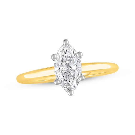Now + Forever Lab-Grown Diamonds Marquise-Cut Solitaire Engagement Ring 1 ct tw 14K Yellow Gold (F/SI2)