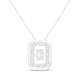 Unstoppable Love Emerald-Cut Lab-Grown Diamond Necklace 1/2 ct tw Sterling Silver 18"