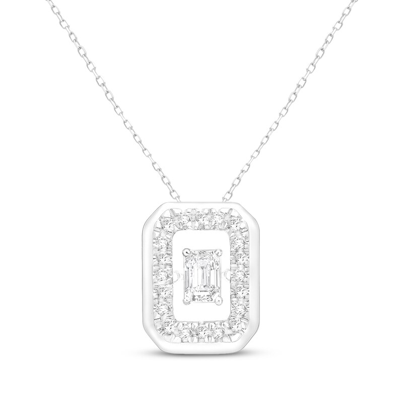 Main Image 1 of Unstoppable Love Emerald-Cut Lab-Grown Diamond Necklace 1/2 ct tw Sterling Silver 18"