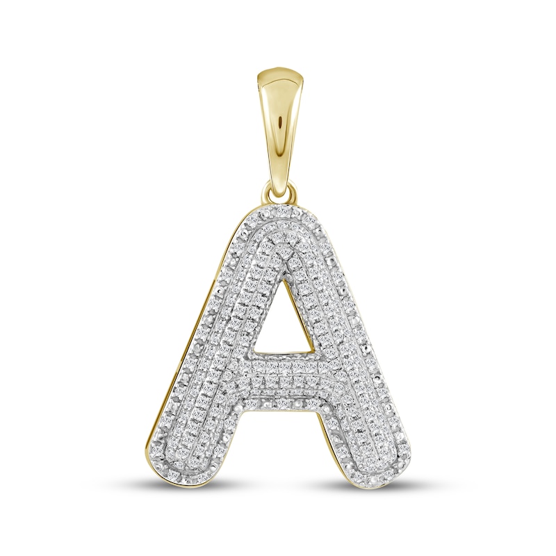 Main Image 1 of Diamond Puff Letter A Initial Charm 1/3 ct tw 10K Yellow Gold