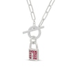 Thumbnail Image 2 of Lab-Created Ruby & White Lab-Created Sapphire Lock Toggle Paperclip Necklace Sterling Silver 18"