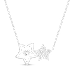 Unstoppable Love Diamond Stars Necklace 1/10 ct tw Sterling Silver 19"