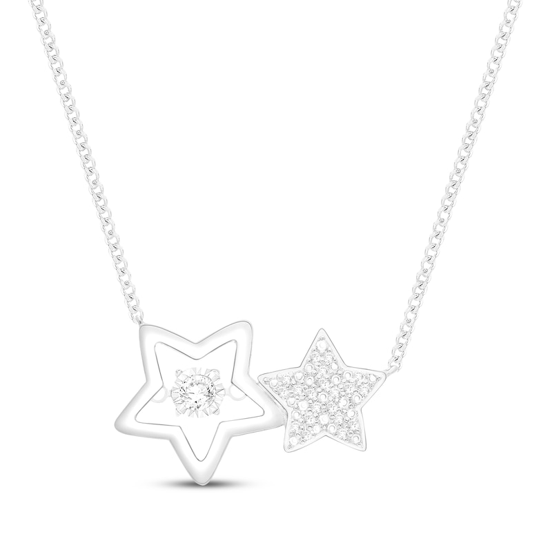 Main Image 1 of Unstoppable Love Diamond Stars Necklace 1/10 ct tw Sterling Silver 19"