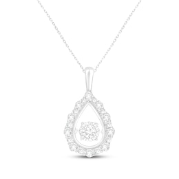 Unstoppable Love Lab-Grown Diamond Teardrop Necklace 1 ct tw 10K White Gold 19"