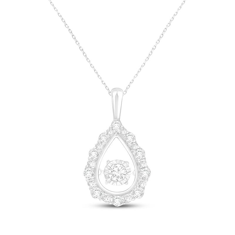 Main Image 1 of Unstoppable Love Lab-Grown Diamond Teardrop Necklace 1 ct tw 10K White Gold 19"