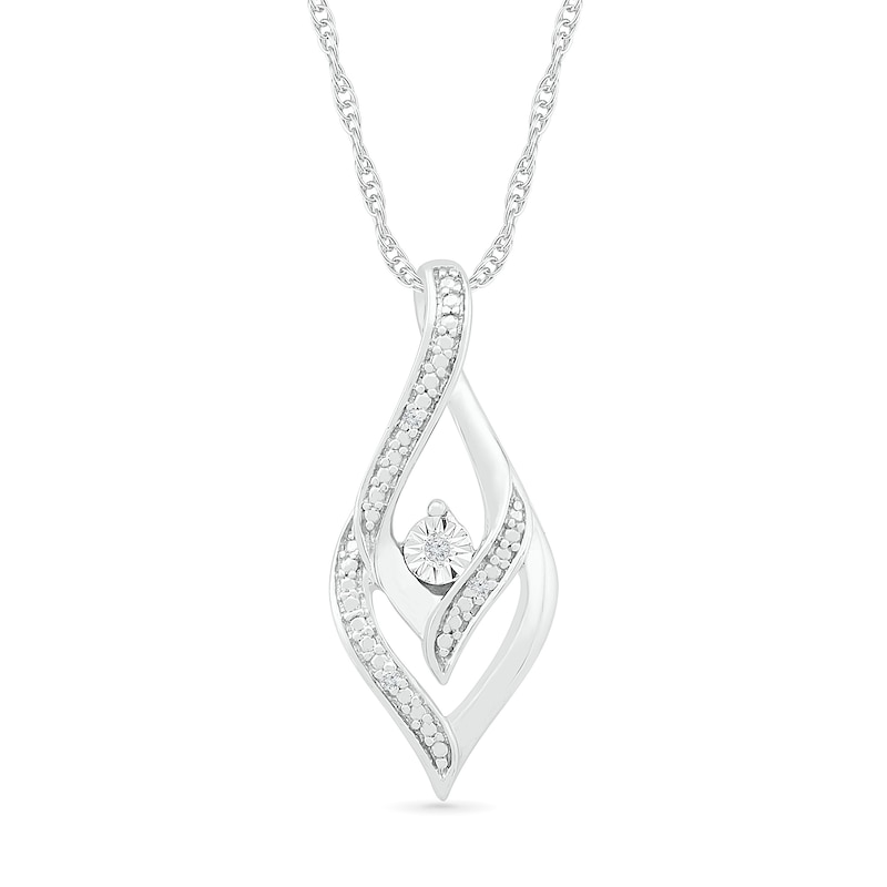 Main Image 1 of Diamond Accent Twist Necklace Sterling Silver