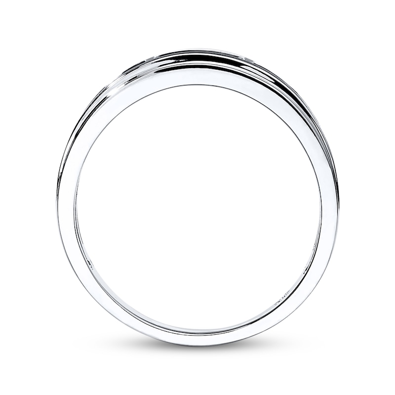 Main Image 3 of Now + Forever Men's Black & White Diamond Wedding Band 1/4 ct tw 10K White Gold