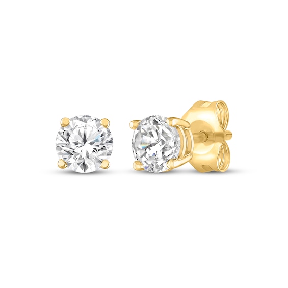 KAY Lab-Grown Diamonds Round-Cut Solitaire Stud Earrings 1/2 ct tw 10K Yellow Gold (F/SI2)