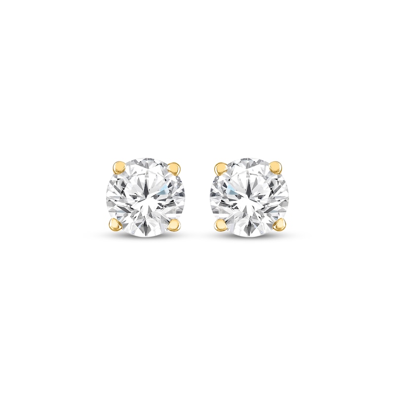 Main Image 2 of KAY Lab-Grown Diamonds Round-Cut Solitaire Stud Earrings 1/2 ct tw 10K Yellow Gold (F/SI2)