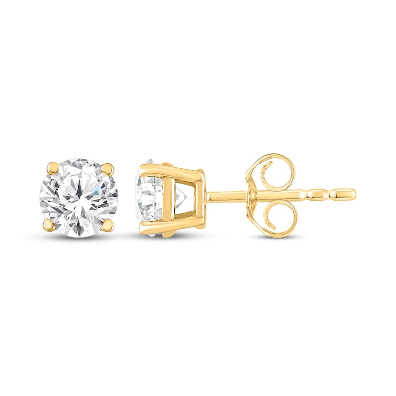 Main Image 3 of KAY Lab-Grown Diamonds Round-Cut Solitaire Stud Earrings 1/2 ct tw 10K Yellow Gold (F/SI2)