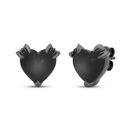 Disney Treasures The Nightmare Before Christmas Heart-Shaped Black Onyx Stud Earrings Black Rhodium-Plated Sterling Silver