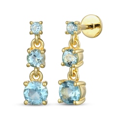 STUDIO BY KAY Swiss Blue Topaz Three-Tier Dangle Earrings 24K Yellow Gold Vermeil Sterling Silver