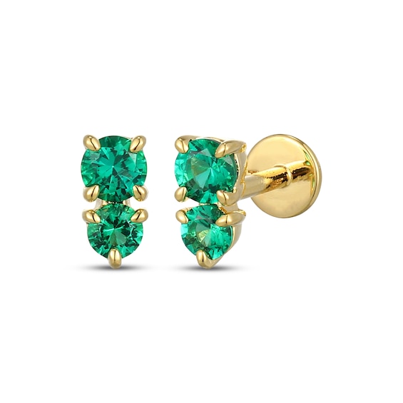 STUDIO BY KAY Lab-Created Emerald Two-Stone Stud Earrings 24K Yellow Gold Vermeil Sterling Silver