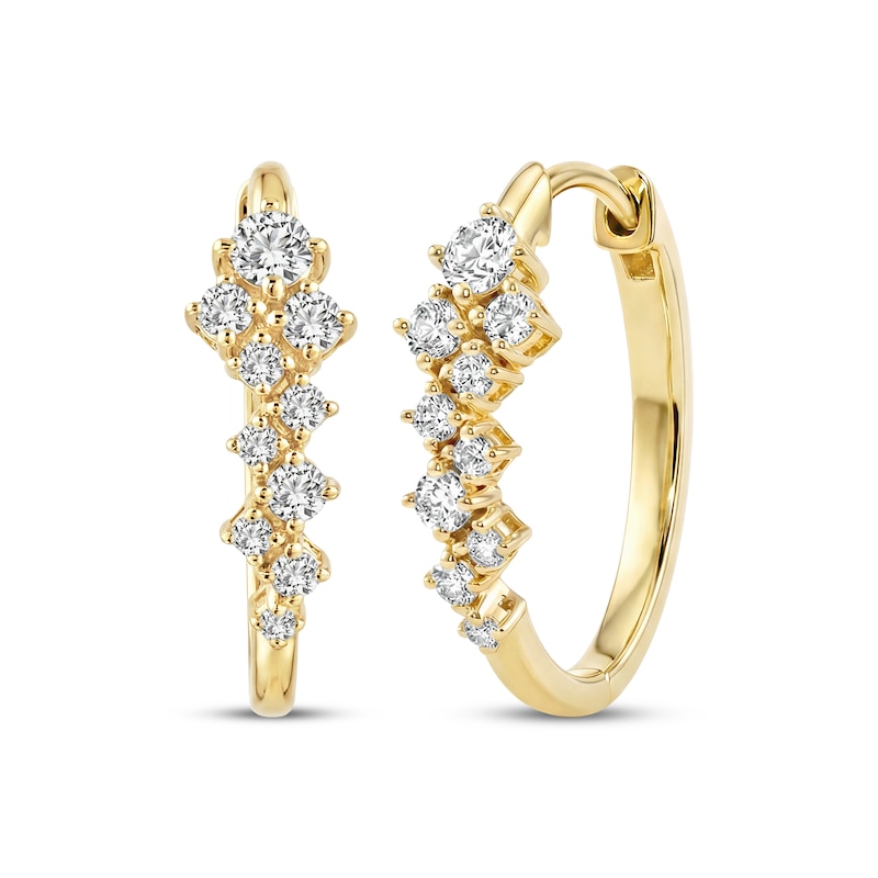 Main Image 1 of JOUJE Collection Lab-Grown Diamond Scatter Hoop Earrings 1/2 ct tw 10K Yellow Gold