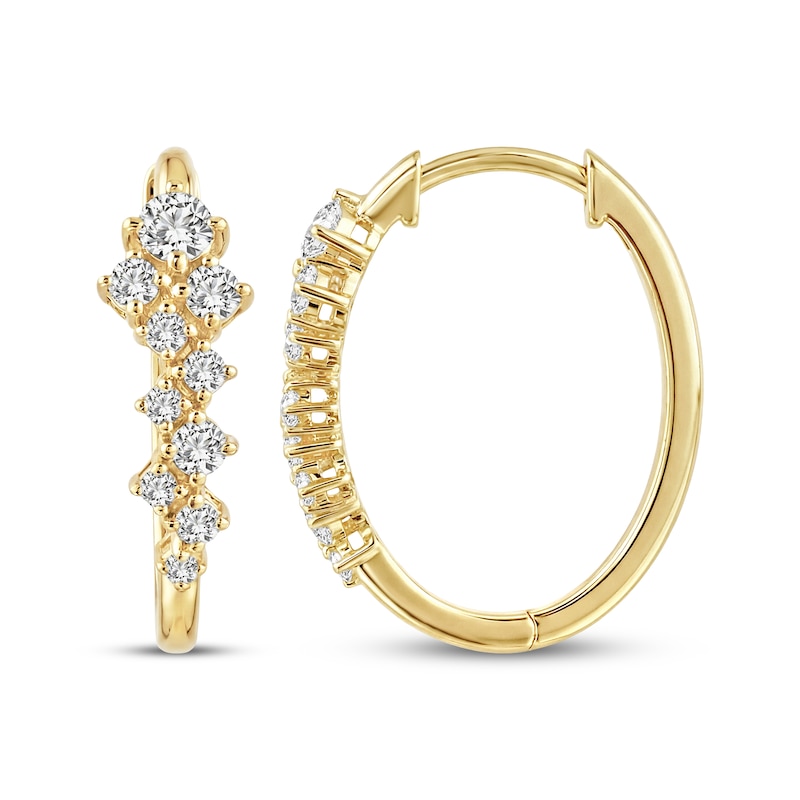 Main Image 3 of JOUJE Collection Lab-Grown Diamond Scatter Hoop Earrings 1/2 ct tw 10K Yellow Gold