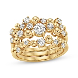 JOUJE Collection Lab-Grown Diamond & Bead Scatter Nesting Ring Trio 1 ct tw 10K Yellow Gold