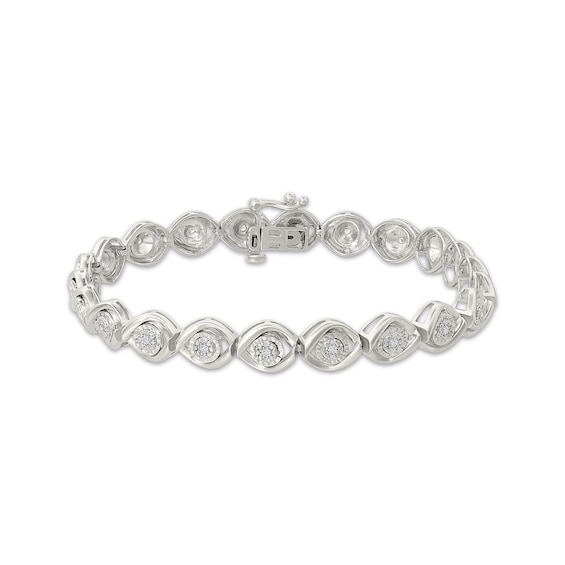 Multi-Diamond Marquise-Link Fashion Bracelet 1/4 ct tw Sterling Silver 7"