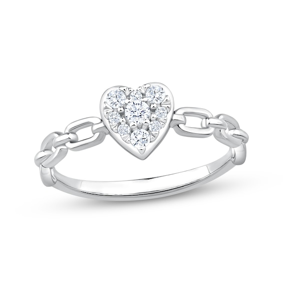 KAY Lab-Grown Diamonds Heart-Shaped Chain Link Promise Ring 1/5 ct 10K White Gold