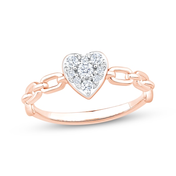 KAY Lab-Grown Diamonds Heart-Shaped Chain Link Promise Ring 1/5 ct 10K Rose Gold