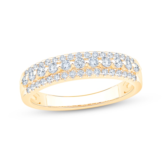 Now + Forever Lab-Grown Diamonds Three-Row Anniversary Ring 1/2 ct tw 14K Yellow Gold