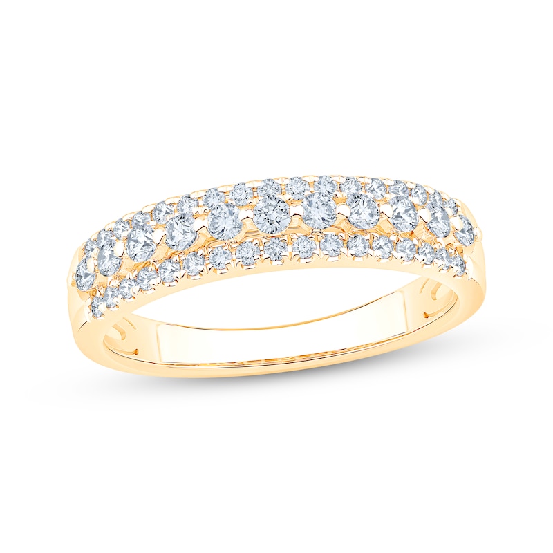 Main Image 1 of Now + Forever Lab-Grown Diamonds Three-Row Anniversary Ring 1/2 ct tw 14K Yellow Gold