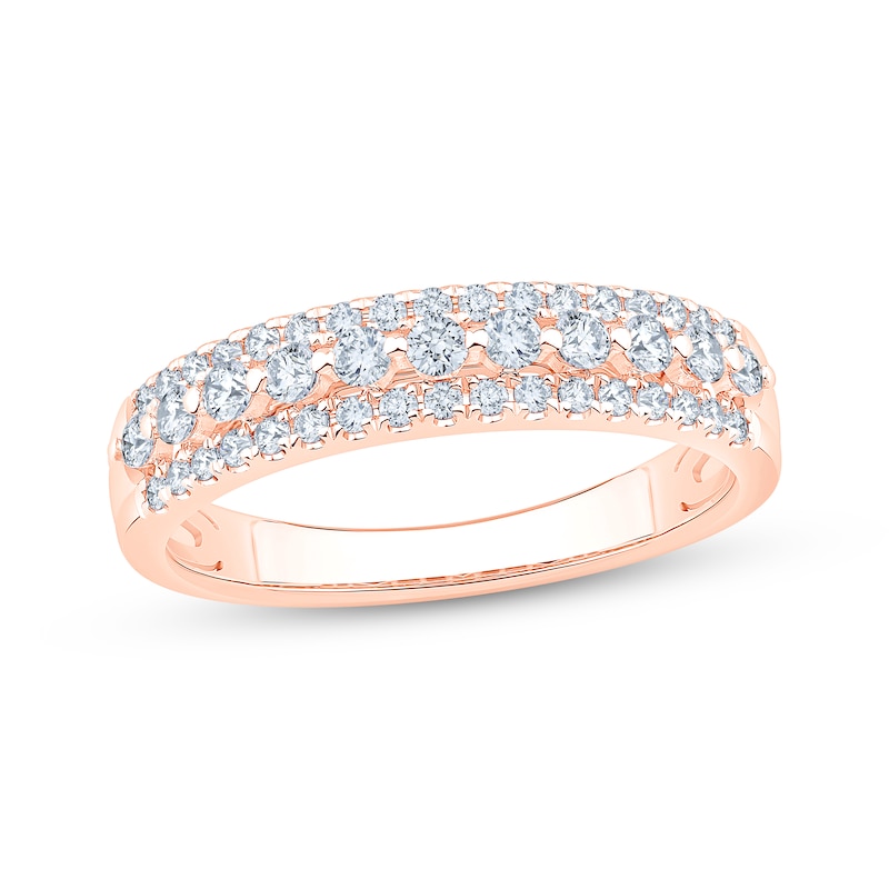 Main Image 1 of Now + Forever Lab-Grown Diamonds Three-Row Anniversary Ring 1/2 ct tw 14K Rose Gold