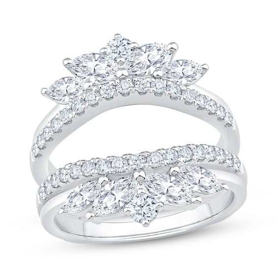 Now + Forever Lab-Grown Diamonds Marquise & Round-Cut Enhancer Ring 1-1/2 ct tw 14K White Gold