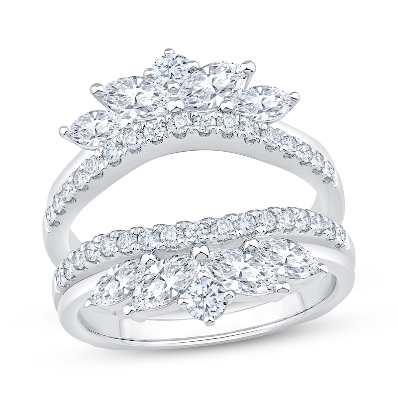 Main Image 1 of Now + Forever Lab-Grown Diamonds Marquise & Round-Cut Enhancer Ring 1-1/2 ct tw 14K White Gold