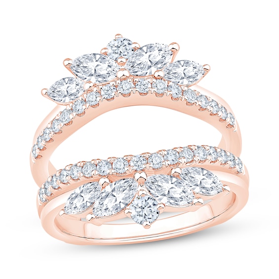 Now + Forever Lab-Grown Diamonds Marquise & Round-Cut Enhancer Ring 1-1/2 ct tw 14K Rose Gold