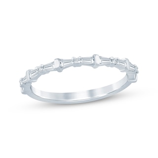 Now + Forever Lab-Grown Diamonds Tapered Baguette & Round-Cut Anniversary Ring 1/4 ct tw 14K White Gold