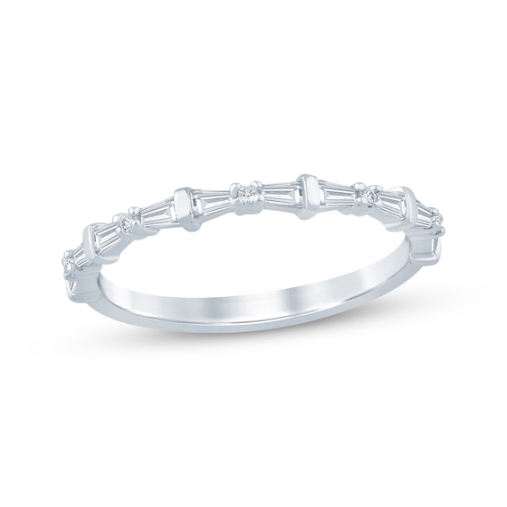 Now + Forever Lab-Grown Diamonds Tapered Baguette & Round-Cut Anniversary Ring 1/4 ct tw 14K White Gold