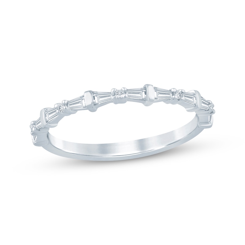 Main Image 1 of Now + Forever Lab-Grown Diamonds Tapered Baguette & Round-Cut Anniversary Ring 1/4 ct tw 14K White Gold