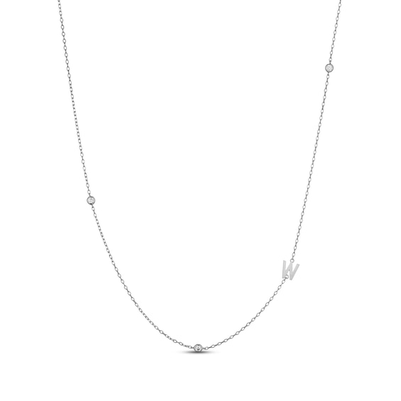 Rocksbox The Sideways Initial Lab-Grown Diamond "W" Necklace 1/10 ct tw Sterling Silver 19"