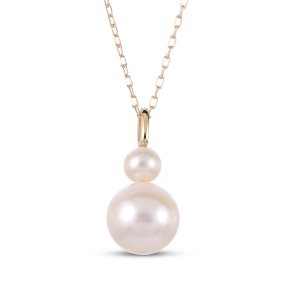 Cultured Pearl Stacked Necklace 10K Yellow Gold 18"